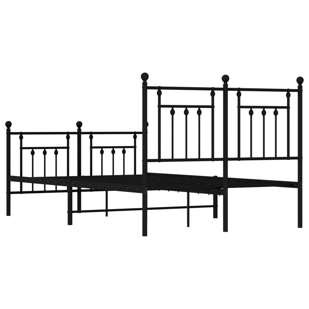 vidaXL Metal Bed Frame without Mattress with Footboard Black 53.1"x74.8"