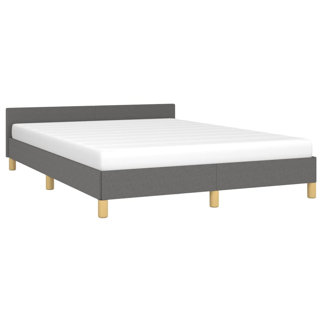 vidaXL Bed Frame with Headboard Dark Gray 53.9"x74.8" Full Fabric