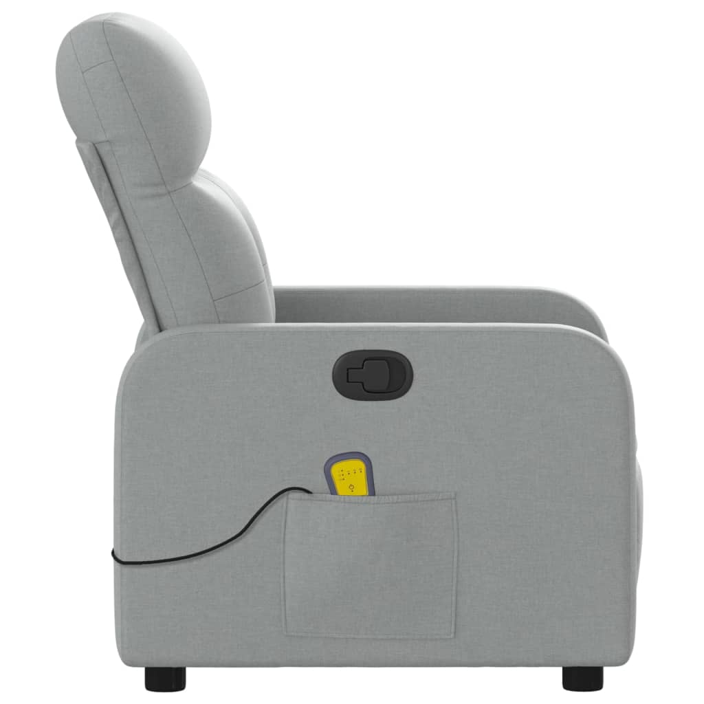 vidaXL Massage Recliner Chair Light Gray Fabric