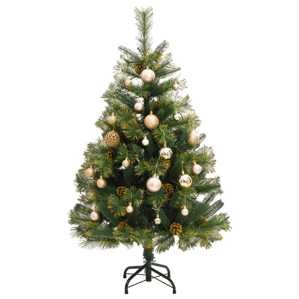 vidaXL Artificial Hinged Christmas Tree 150 LEDs & Ball Set 47.2"