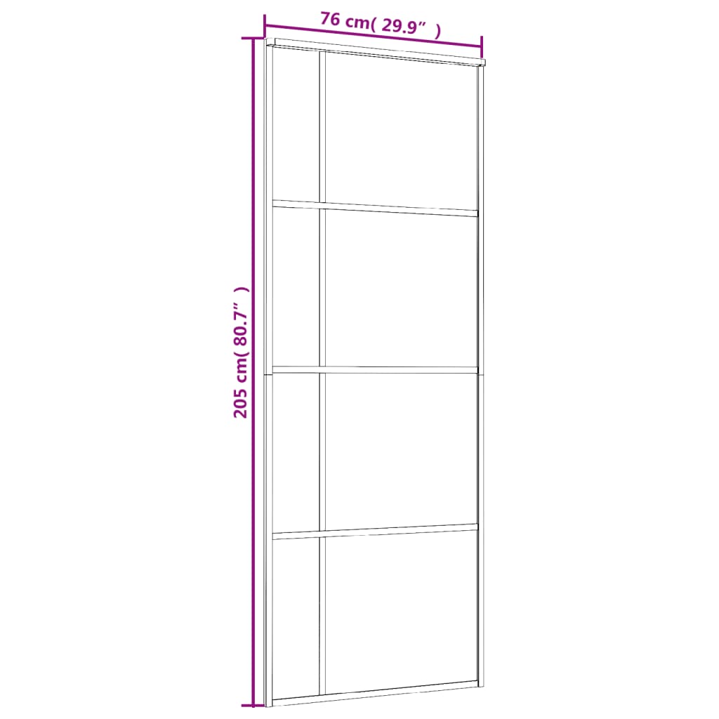 vidaXL Sliding Door ESG Glass and Aluminum 29.9"x80.7" Black