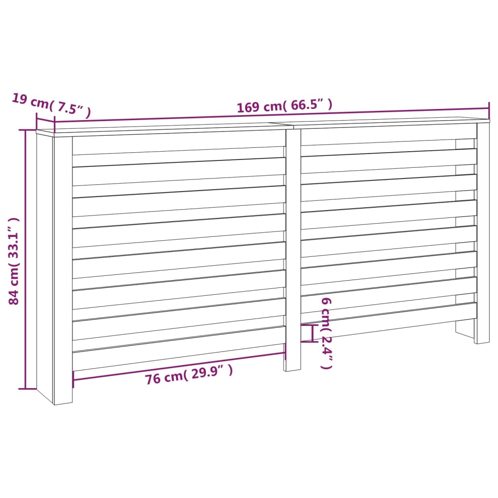 vidaXL Radiator Cover 66.5"x7.5"x33.1" Solid Wood Pine