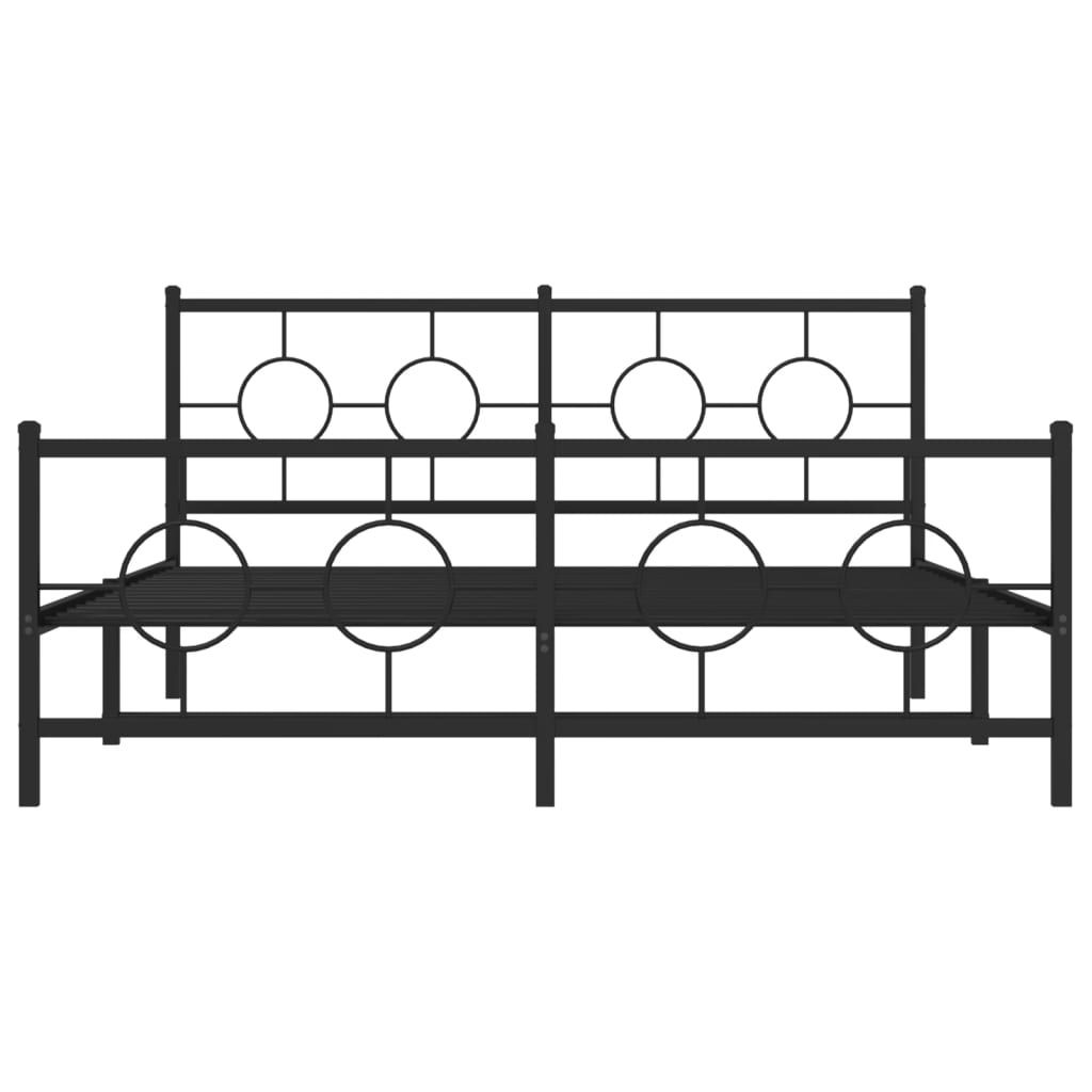 vidaXL Metal Bed Frame without Mattress with Footboard Black 59.1"x78.7"