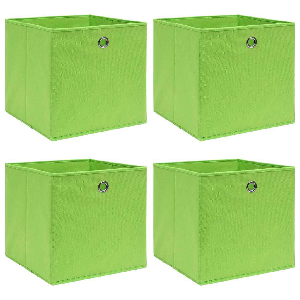 vidaXL Storage Boxes 4 pcs Green 12.6"x12.6"x12.6" Fabric