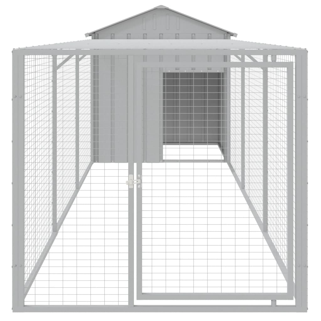 vidaXL Chicken Cage with Run Light Gray 46.1"x159.4"x48.4" Galvanized Steel