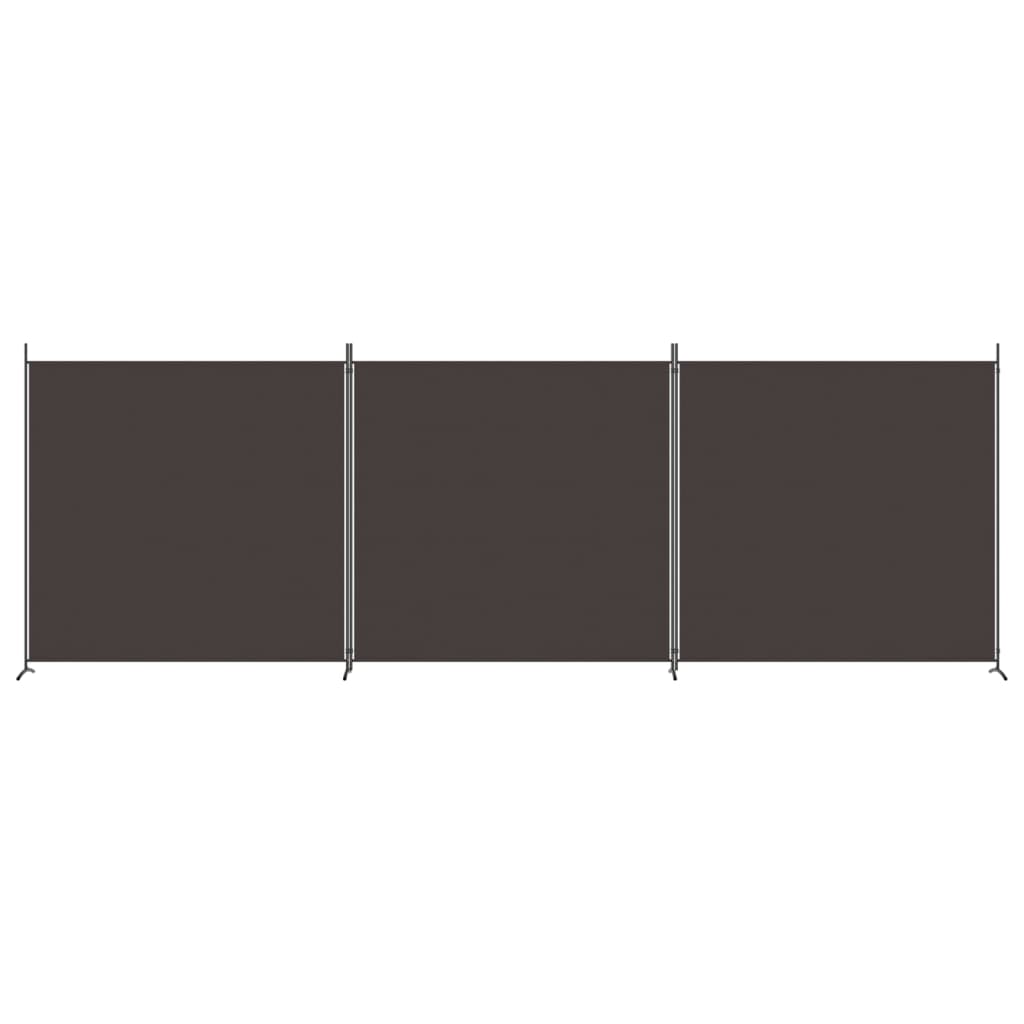 vidaXL 3-Panel Room Divider Brown 206.7"x70.9" Fabric