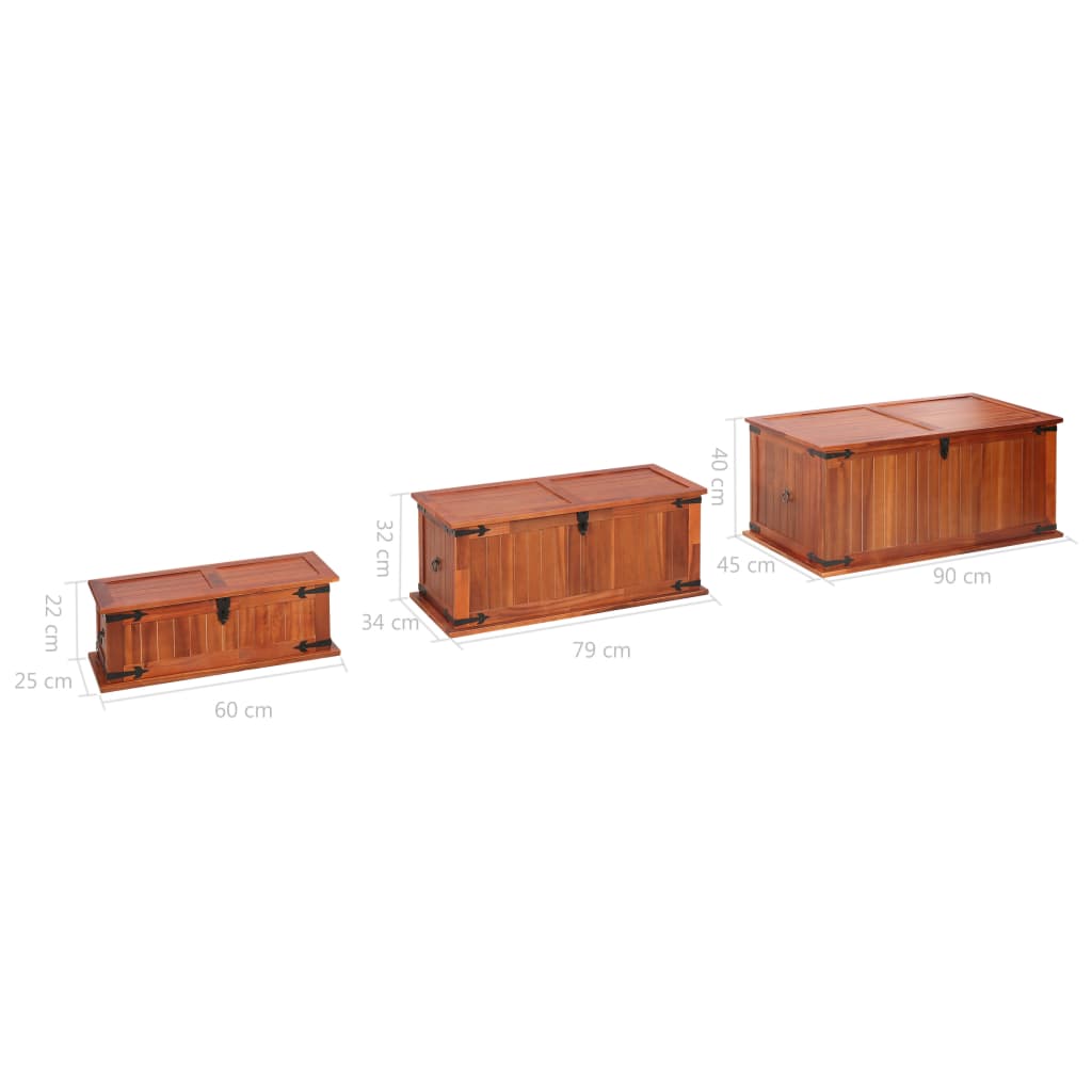 vidaXL Storage Chests 3 pcs Solid Acacia Wood