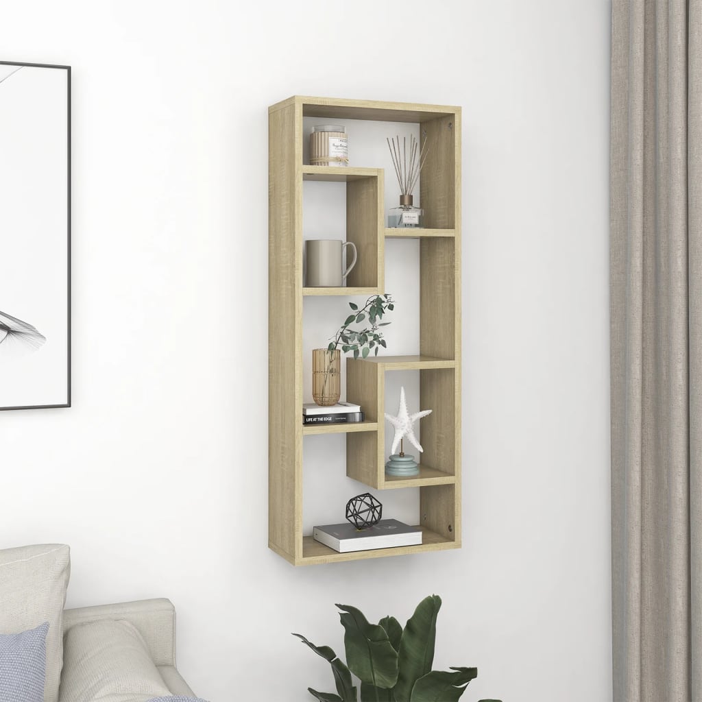 vidaXL Wall Shelf Sonoma Oak 14.2"x6.3"x35.4" Engineered Wood