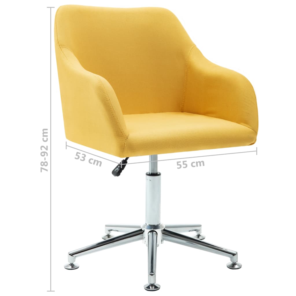 vidaXL Swivel Dining Chairs 2 pcs Yellow Fabric