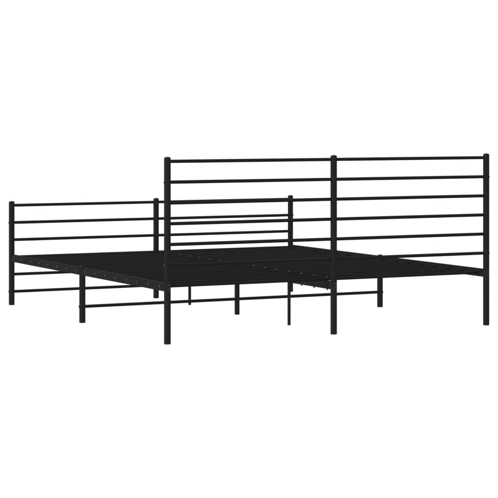 vidaXL Metal Bed Frame without Mattress with Footboard Black 72"x83.9"