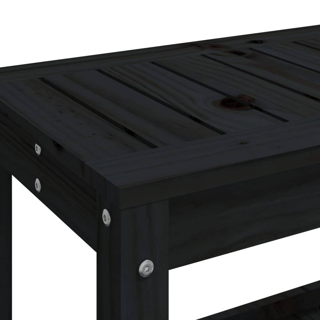 vidaXL Patio Bench Black 42.5"x13.8"x17.7" Solid Wood Pine