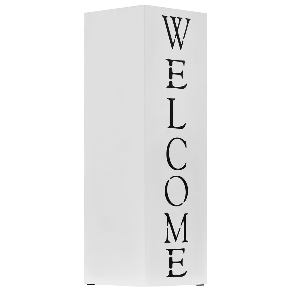 vidaXL Umbrella Stand Welcome Steel White