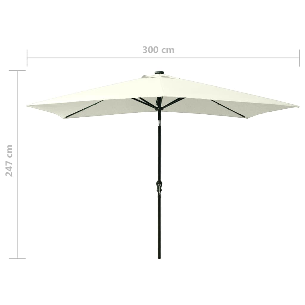 vidaXL Garden Parasol with LEDs and Steel Pole Sand 6.6'x9.8'