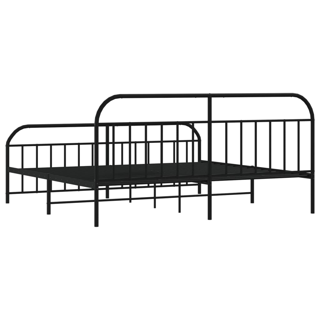 vidaXL Metal Bed Frame without Mattress with Footboard Black 76"x79.9"