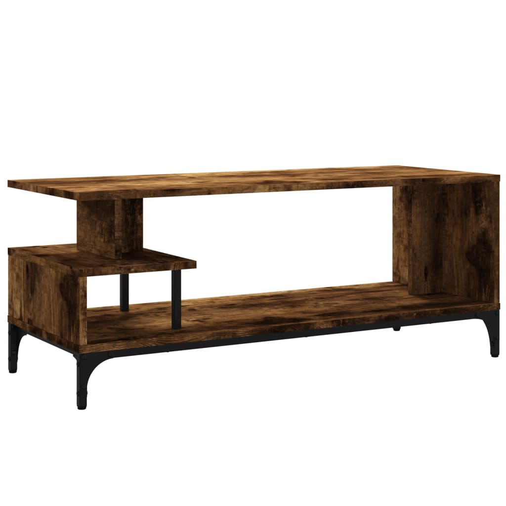 vidaXL TV Stand Smoked Oak 40.2"x15.7"x16.1" Engineered Wood and Powder-coated Steel