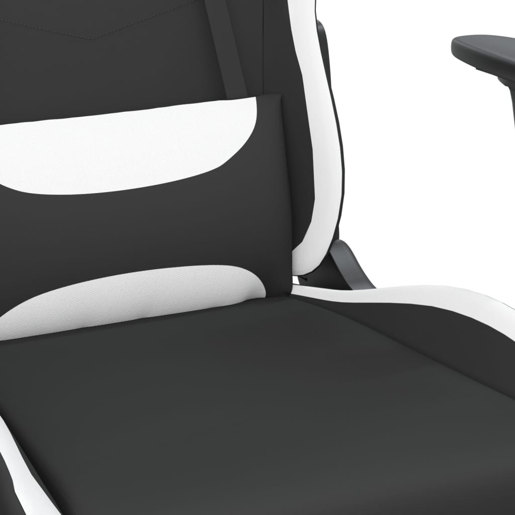 vidaXL Gaming Chair with Footrest Black and White Fabric