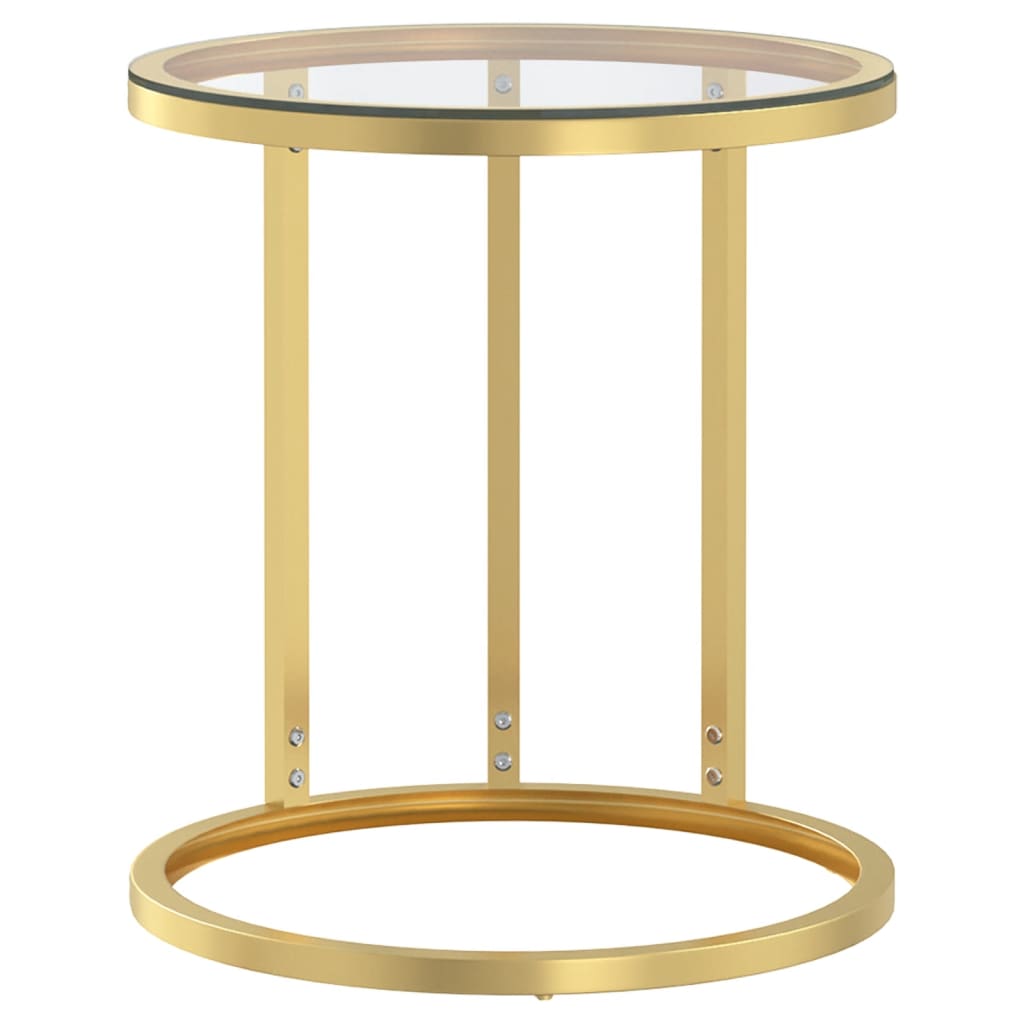 vidaXL Side Table Gold and Transparent 17.7" Tempered Glass