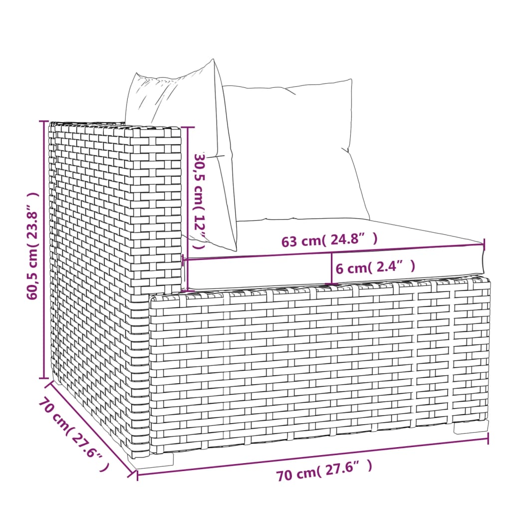 vidaXL 13 Piece Patio Lounge Set with Cushions Gray Poly Rattan