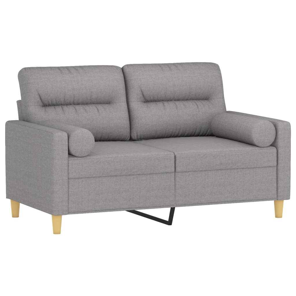 vidaXL 2-Seater Sofa with Pillows&Cushions Light Gray 47.2" Fabric