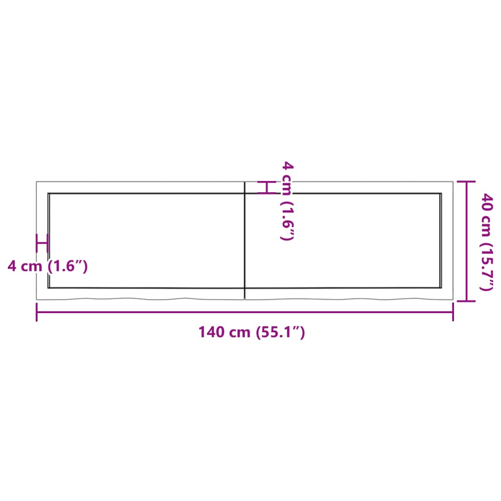 vidaXL Wall Shelf Light Brown 55.1"x15.7"x(0.8"-1.6") Treated Solid Wood Oak