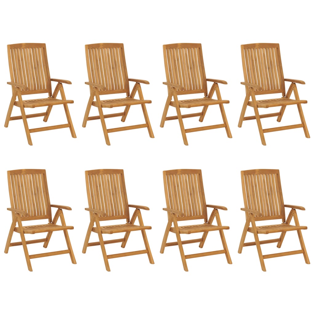 vidaXL Reclining Patio Chairs with Cushions 8 pcs Solid Wood Teak