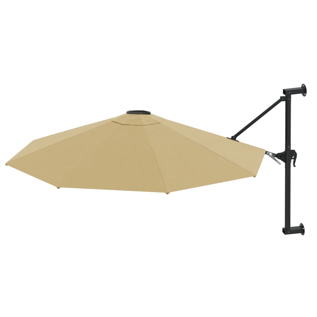 vidaXL Wall-Mounted Garden Parasol with Metal Pole 118.1" Taupe