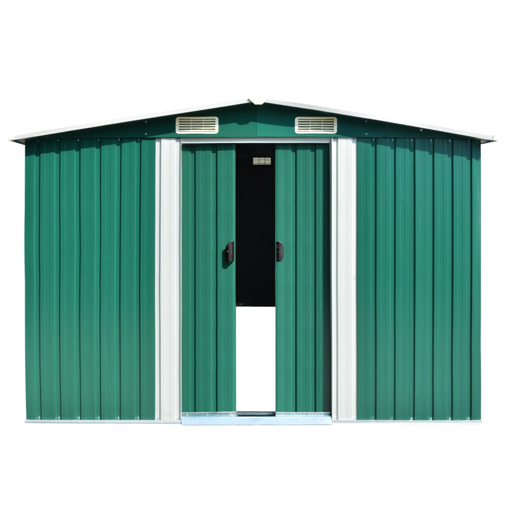 vidaXL Garden Shed 101.2" x 192.5" x 71.3" Metal Green