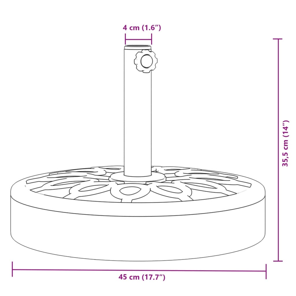 vidaXL Parasol Base for Ø1.5"/1.9" Poles 55.1 lb Round