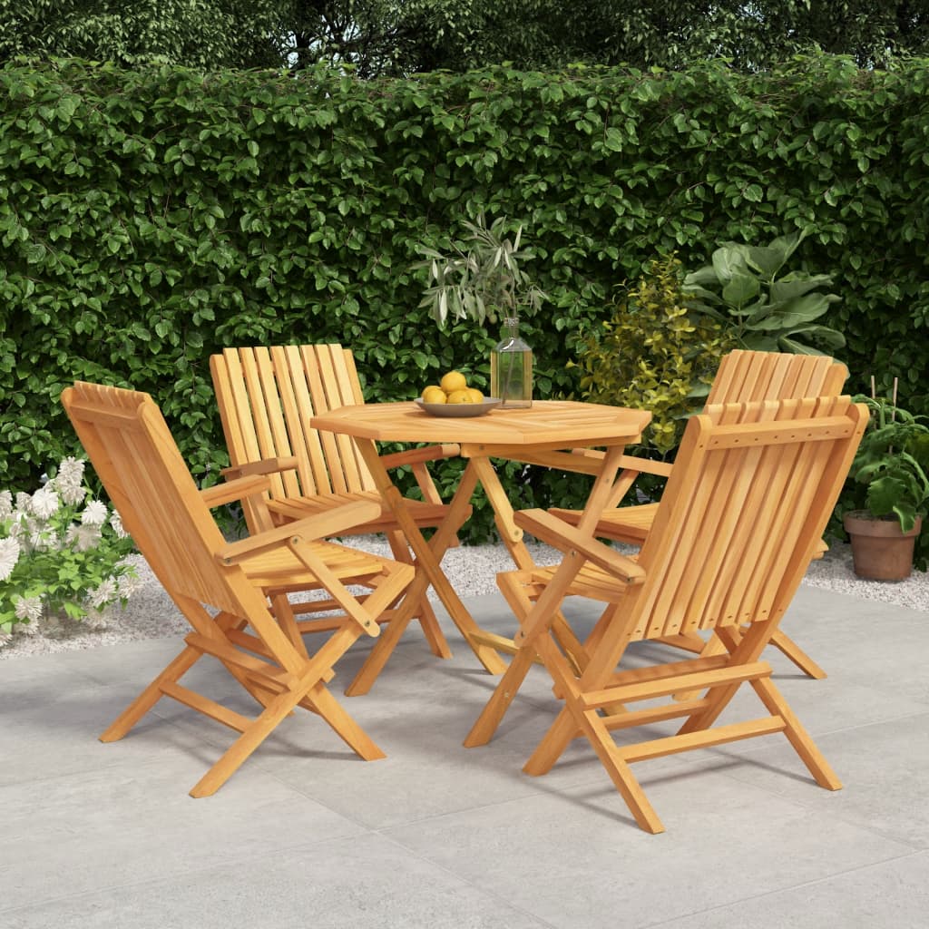 vidaXL 5 Piece Patio Dining Set Solid Wood Teak