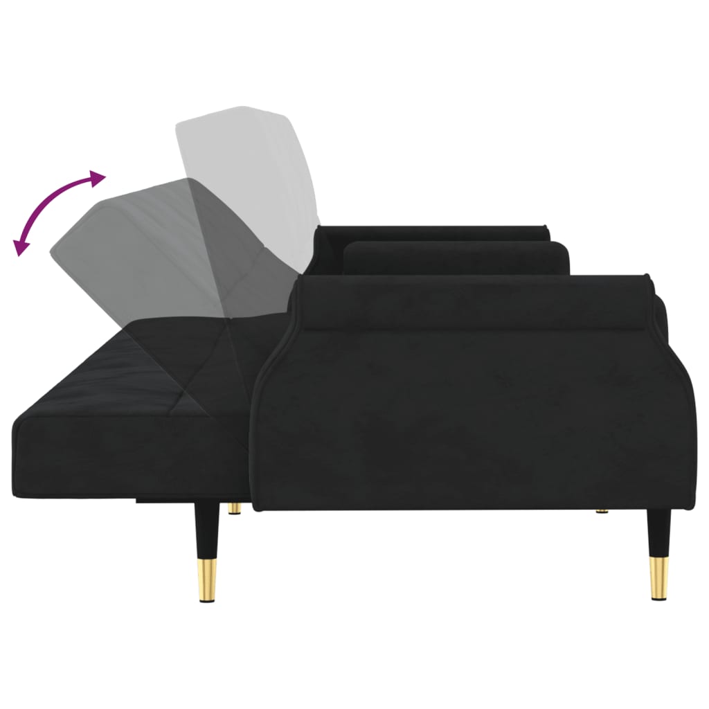 vidaXL Sofa Bed with Cushions Black Velvet