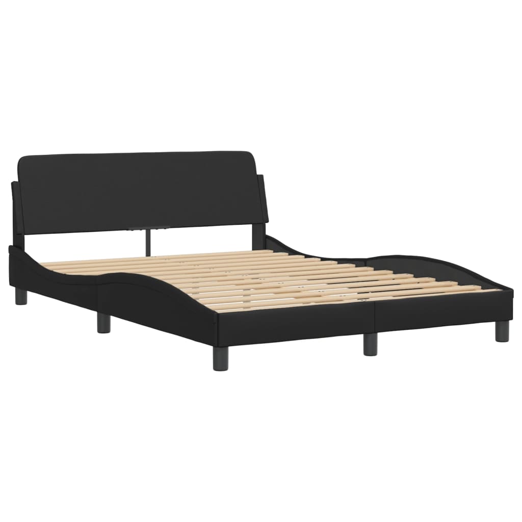 vidaXL Bed Frame without Mattress Black 53.9"x74.8" Faux Leather