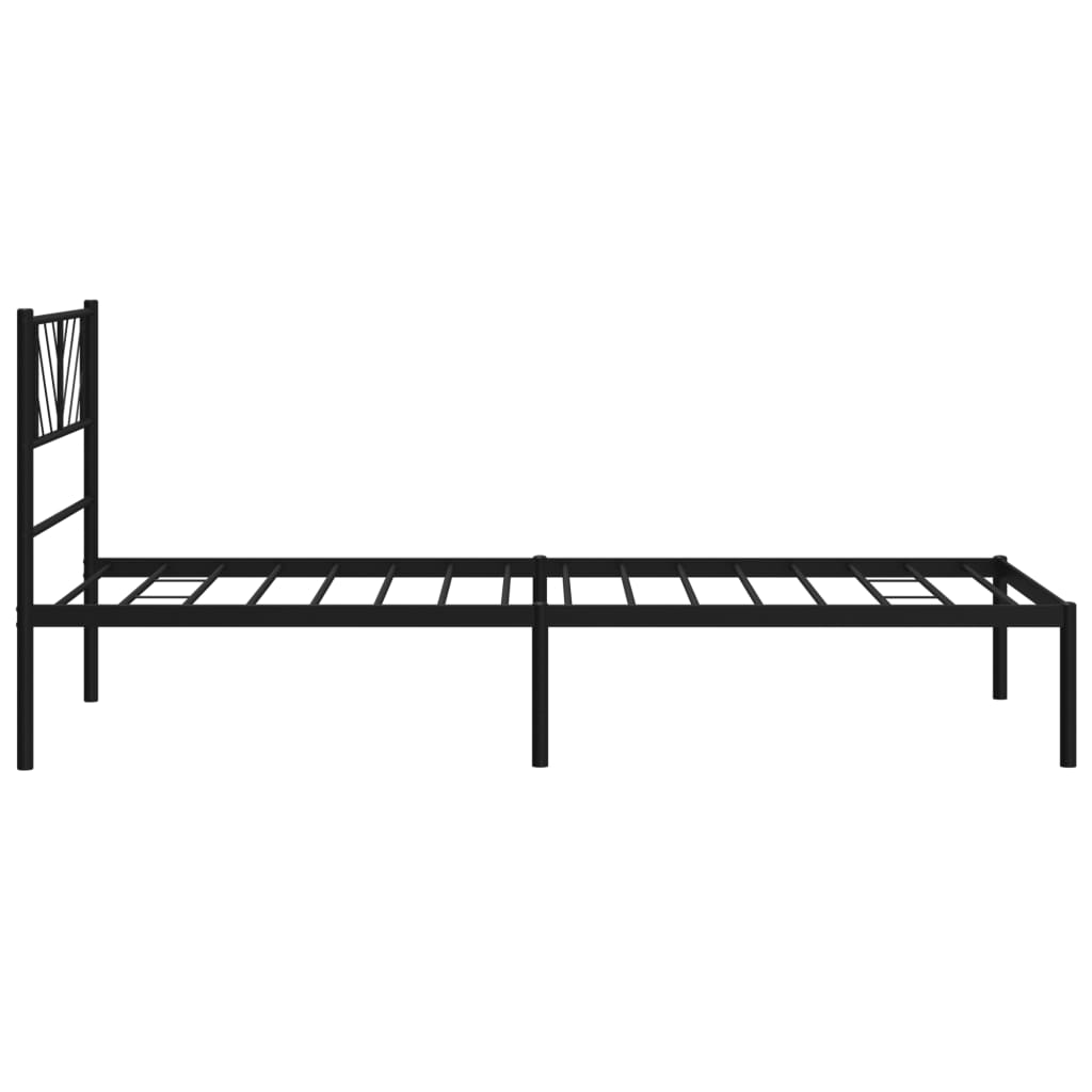 vidaXL Metal Bed Frame without Mattress with Headboard Black 39.4"x74.8"