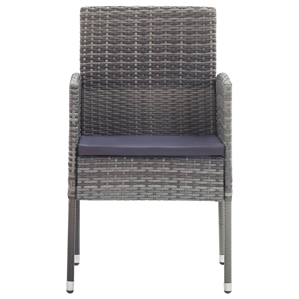 vidaXL Patio Chairs with Dark Gray Cushions 2 pcs Gray Poly Rattan