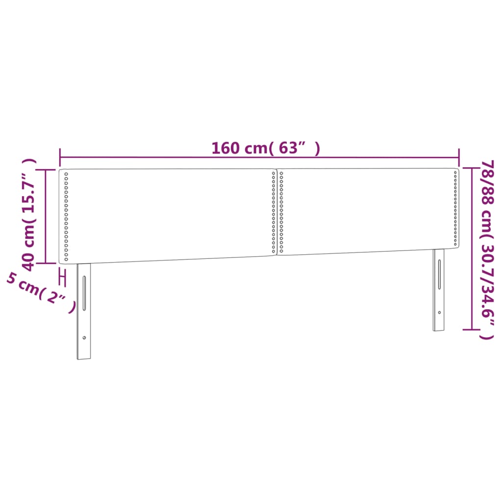 vidaXL LED Headboard Dark Gray 63"x2"x30.7"/34.6" Velvet