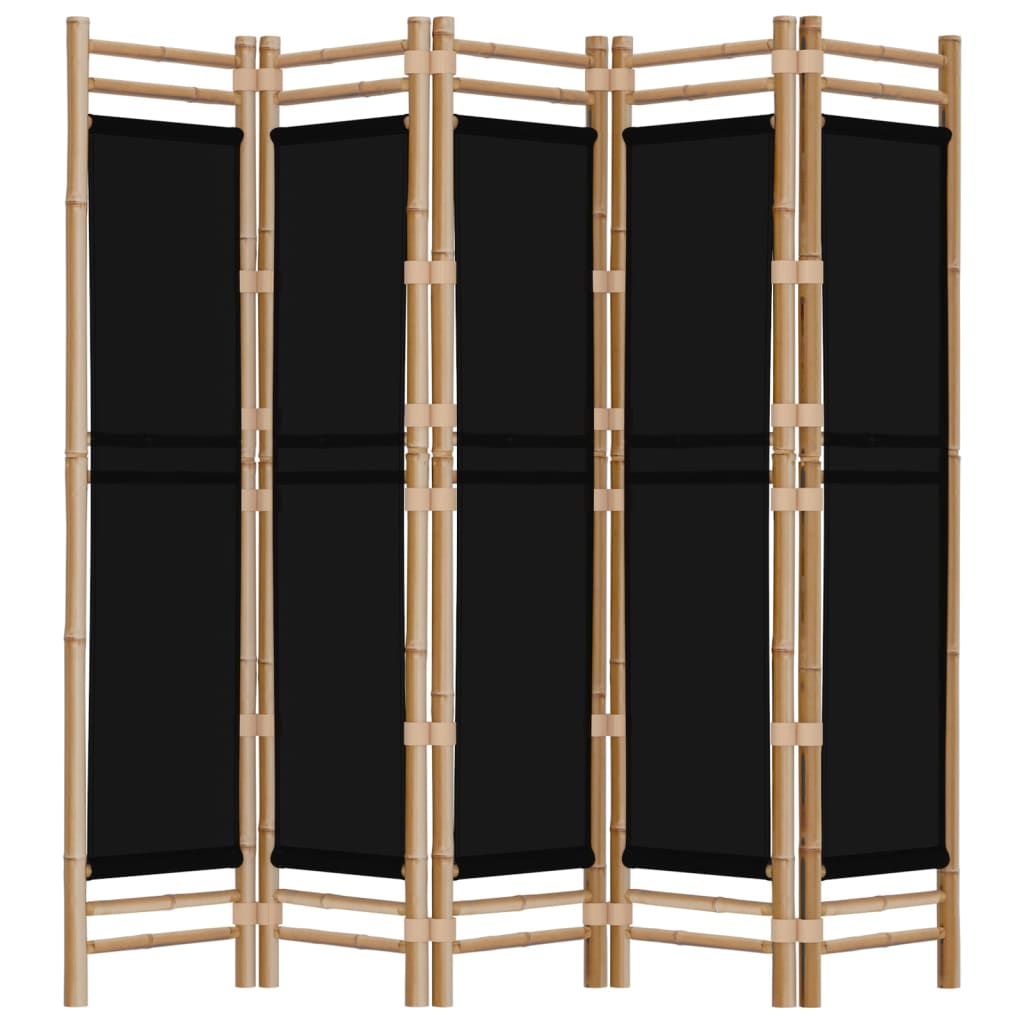 vidaXL Folding 5-Panel Room Divider 78.7" Bamboo and Canvas