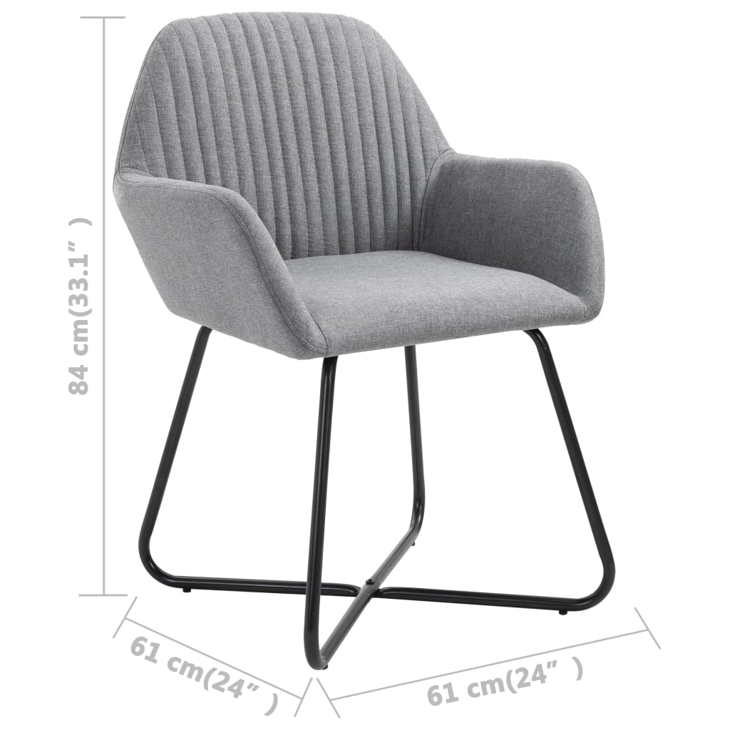 vidaXL Dining Chairs 2 pcs Light Gray Fabric