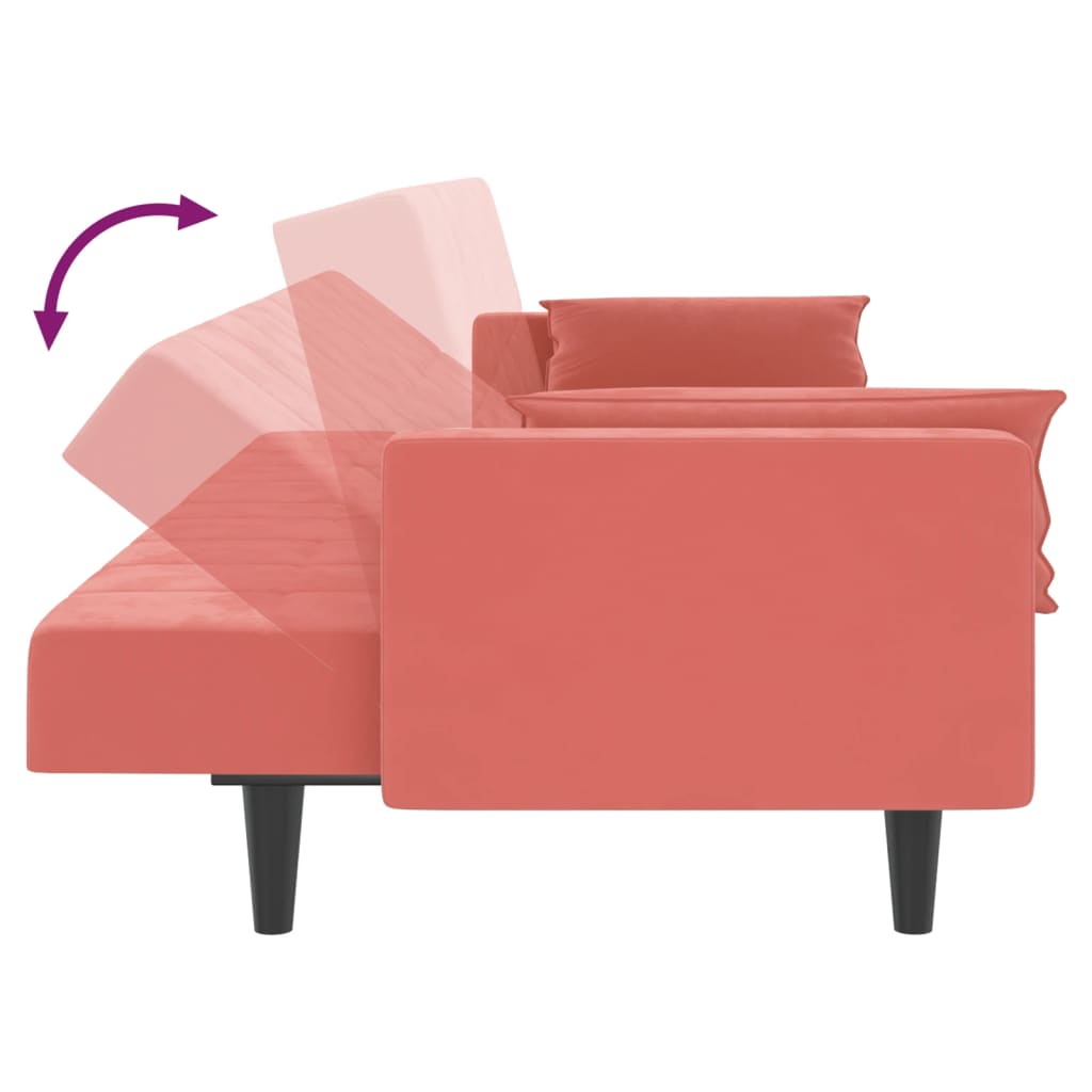 vidaXL 2-Seater Sofa Bed with Two Pillows Pink Velvet