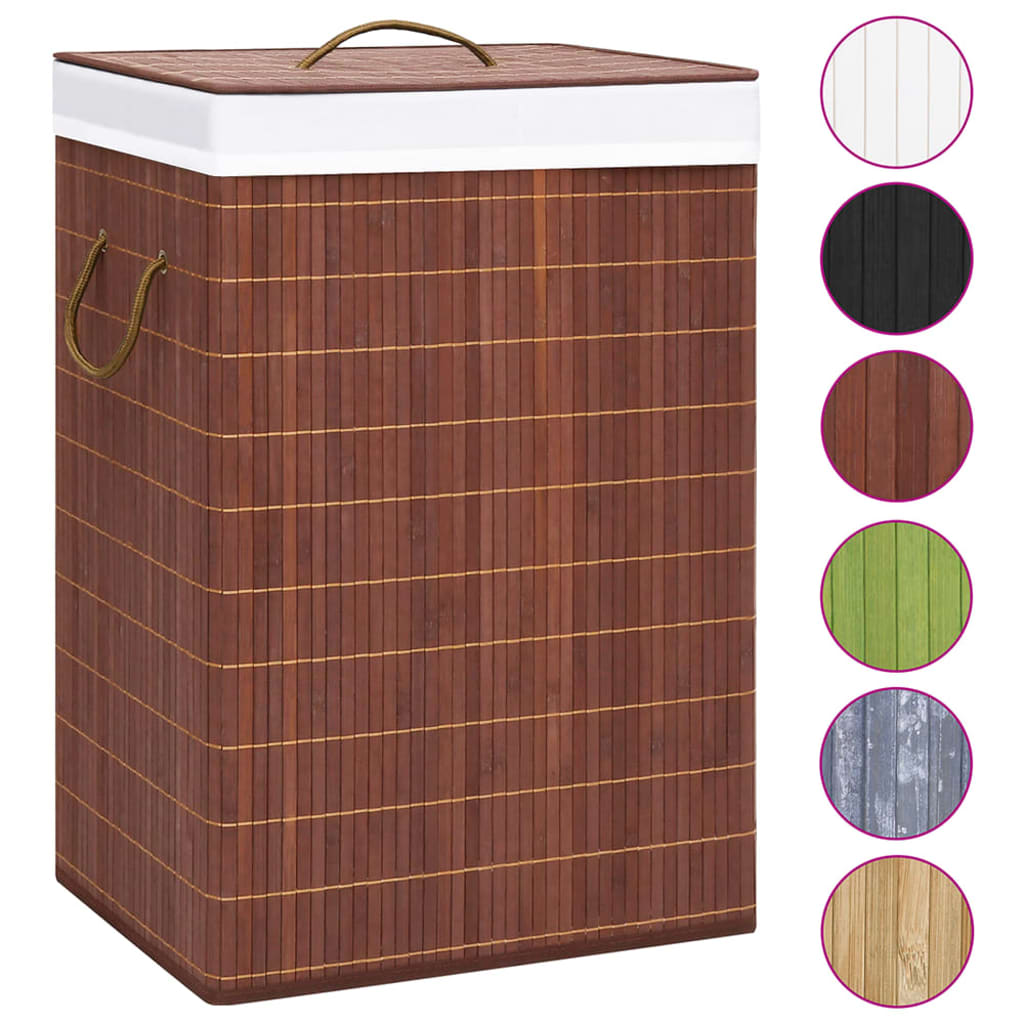 vidaXL Bamboo Laundry Basket with 2 Sections Brown 19 gal