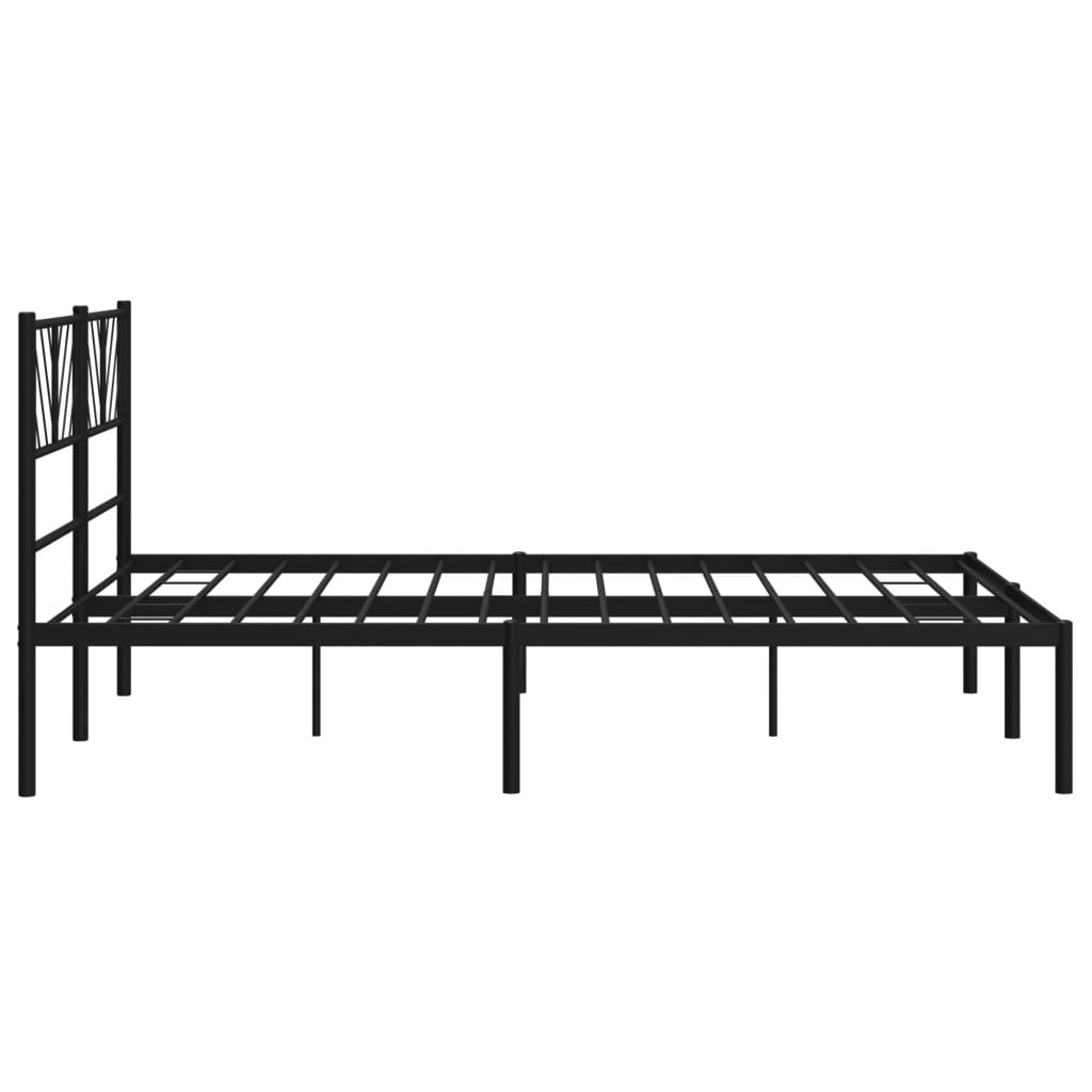 vidaXL Metal Bed Frame without Mattress with Headboard Black 59.1"x78.7"