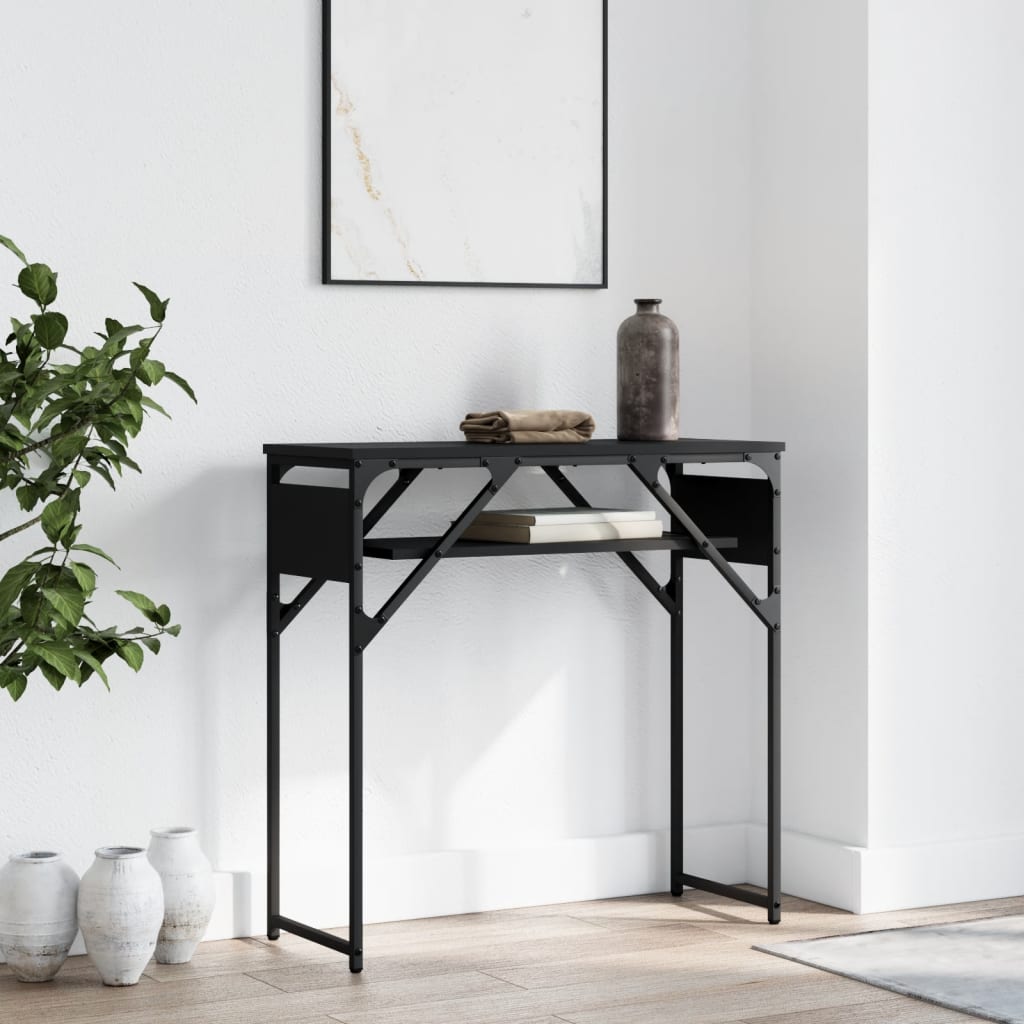 vidaXL Console Table with Shelf Black 29.5"x11.8"x29.5" Engineered Wood