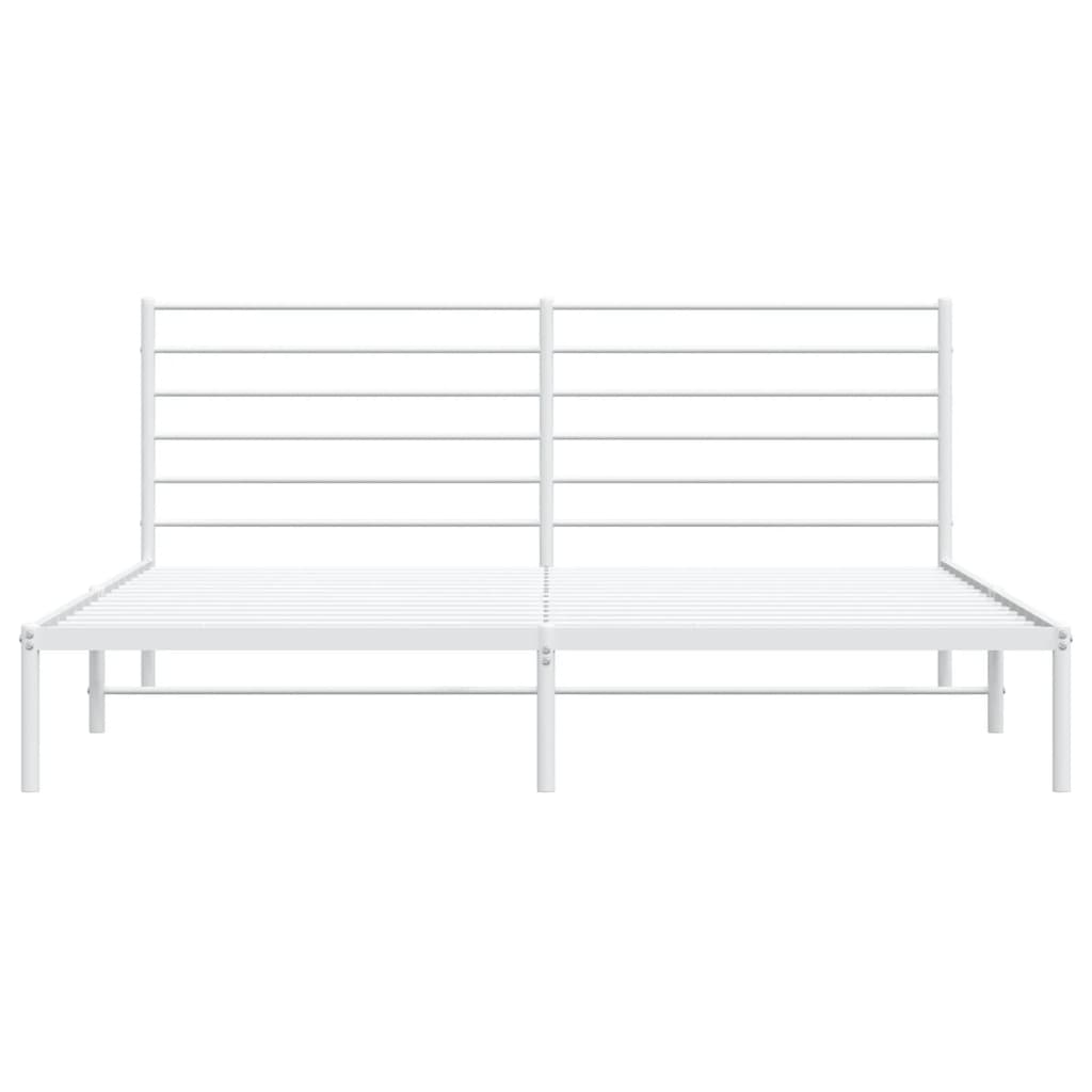 vidaXL Metal Bed Frame without Mattress with Headboard White 72"x83.9"