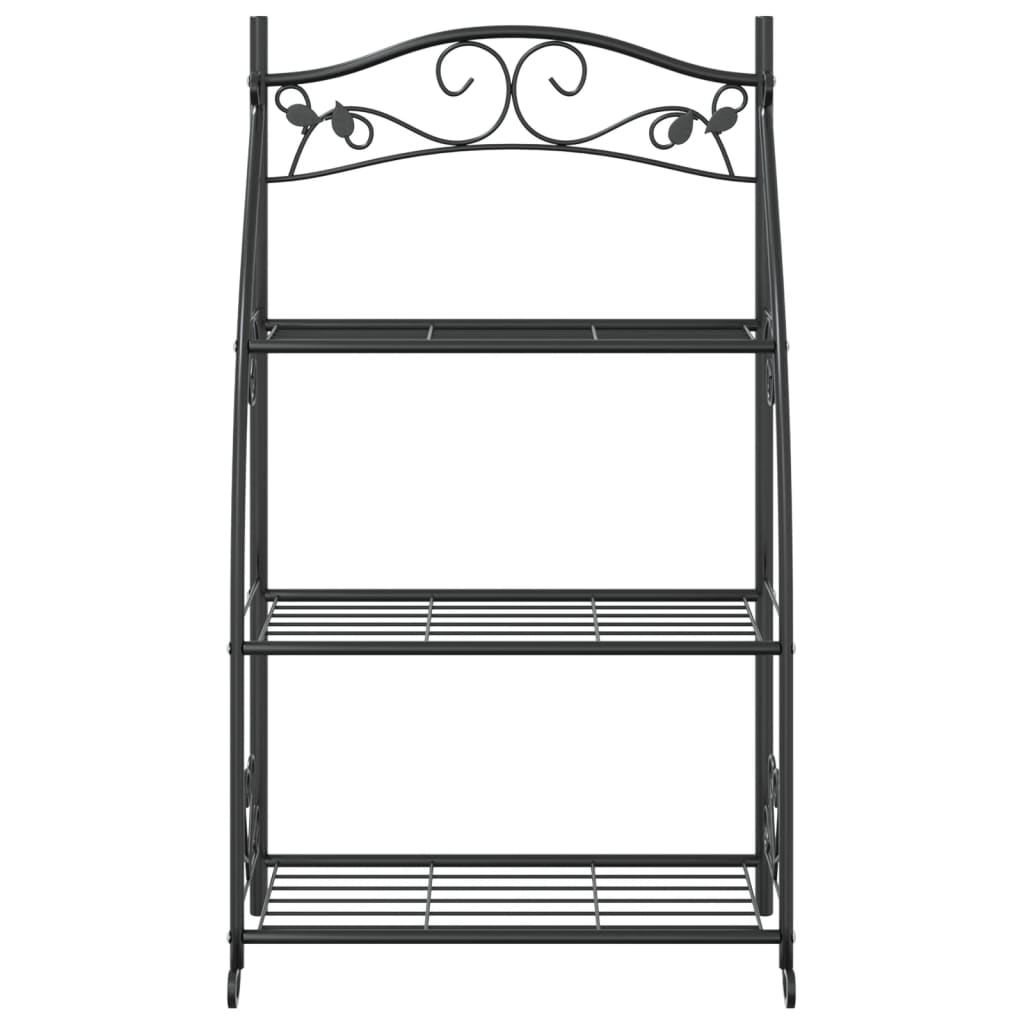 vidaXL Flower Rack Black 22"x11.8"x37.8" Steel