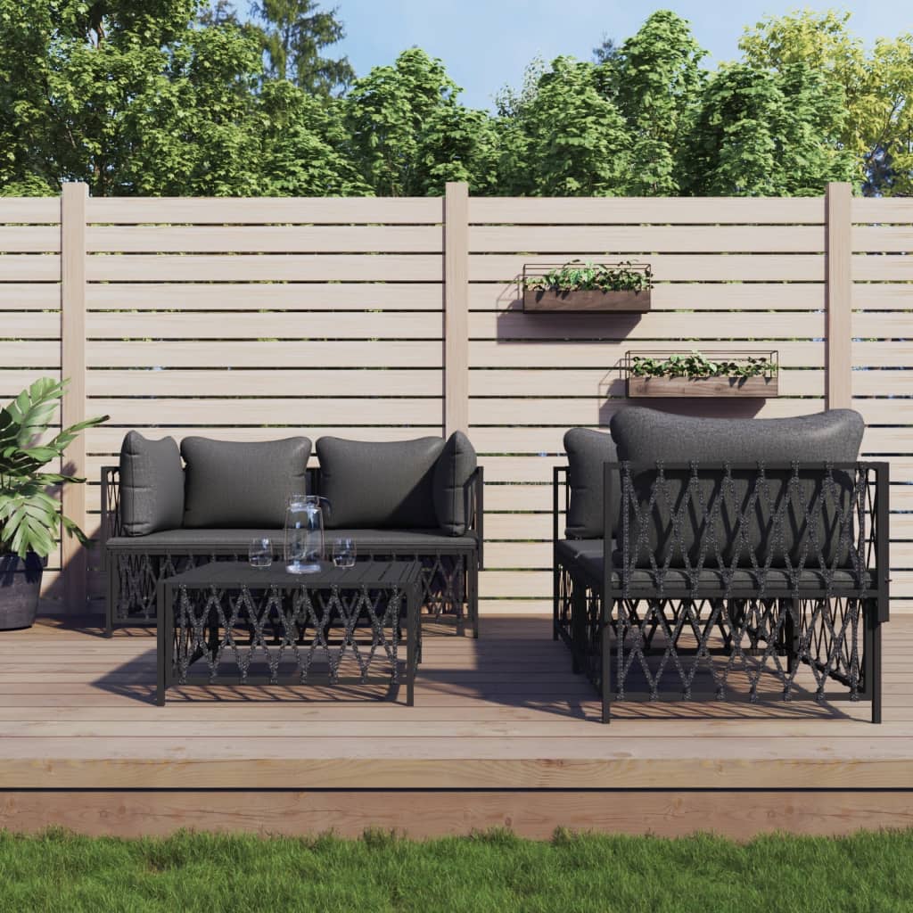 vidaXL 5 Piece Patio Lounge Set with Cushions Anthracite Steel