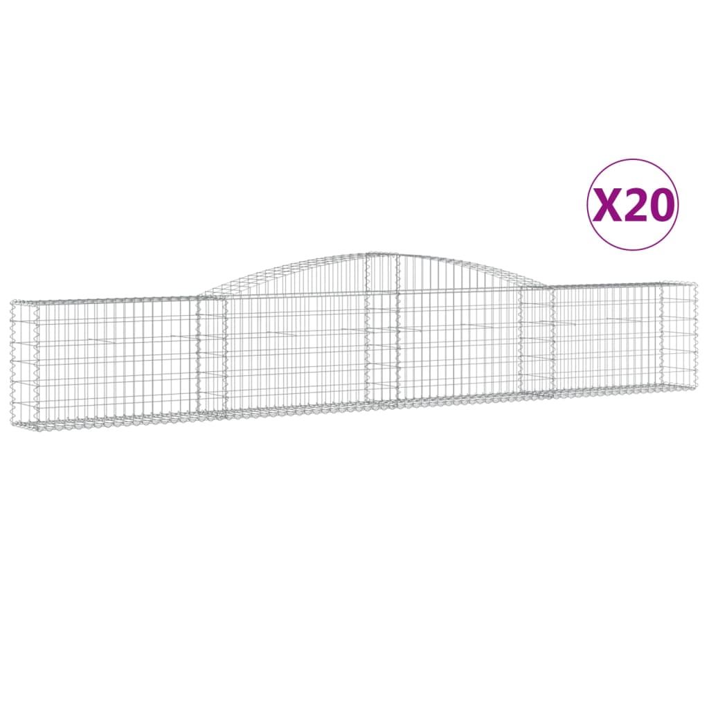 vidaXL Arched Gabion Baskets 20 pcs 157.5"x11.8"x23.6"/31.5" Galvanized Iron