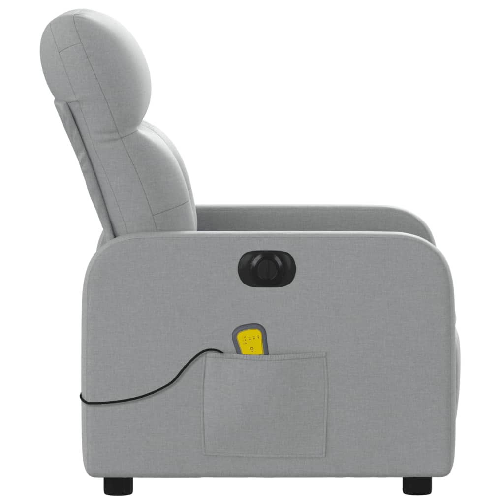 vidaXL Electric Massage Recliner Chair Light Gray Fabric