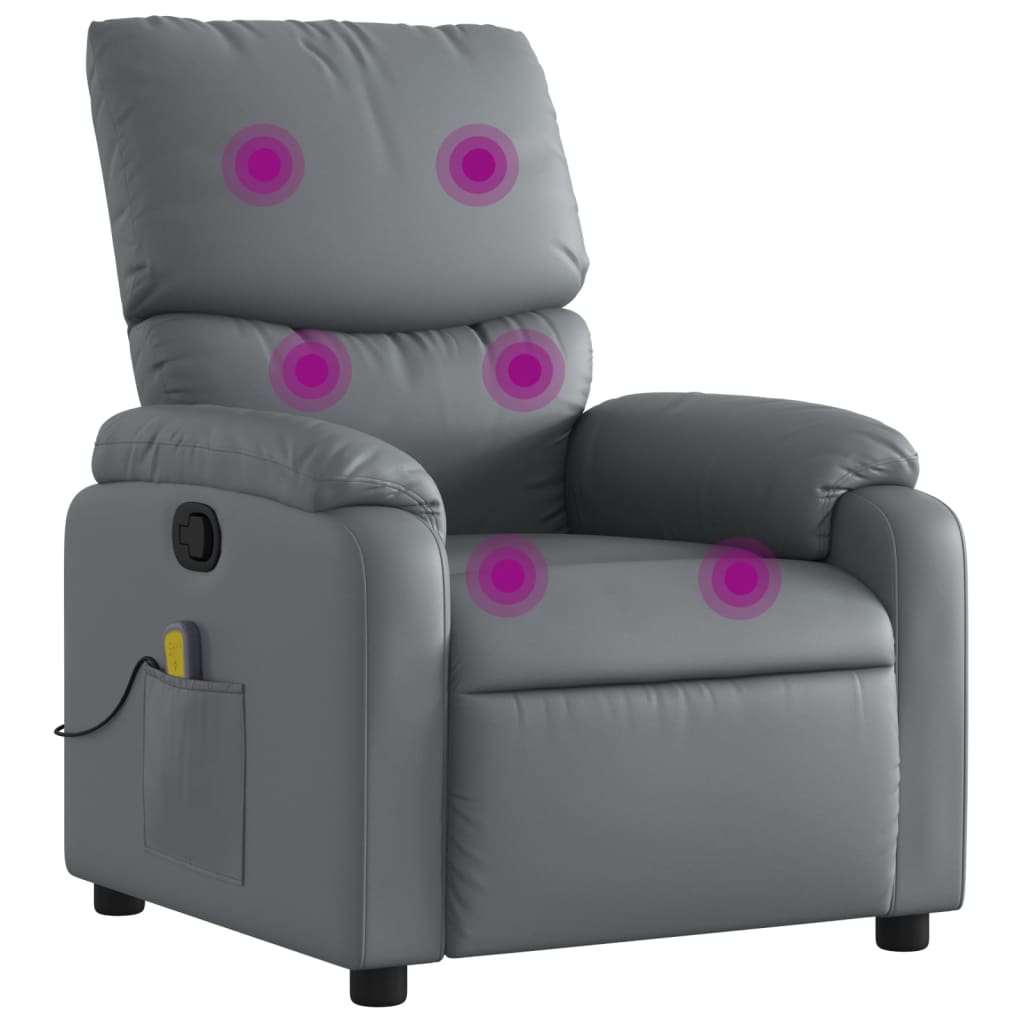 vidaXL Massage Recliner Chair Gray Faux Leather