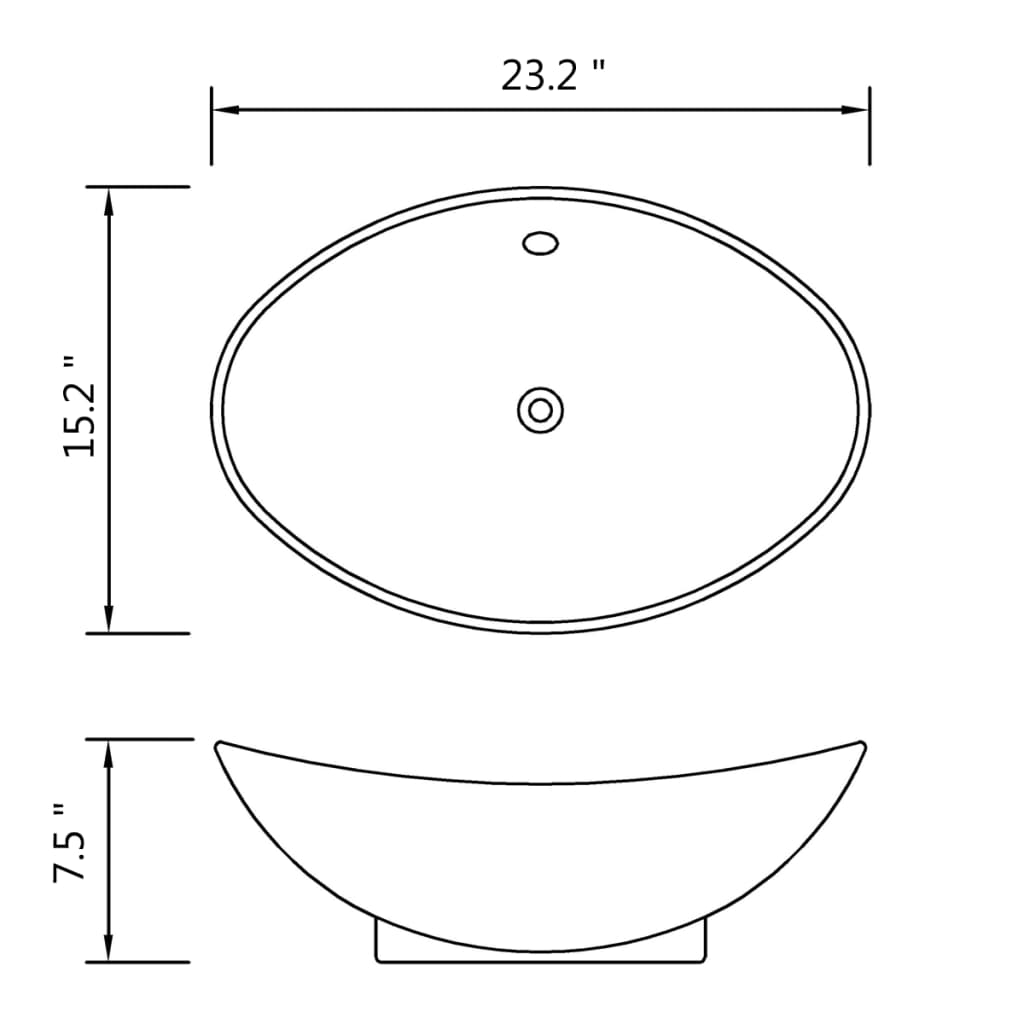 vidaXL Luxury Ceramic Basin Oval with Overflow 23.2" x 15.2"