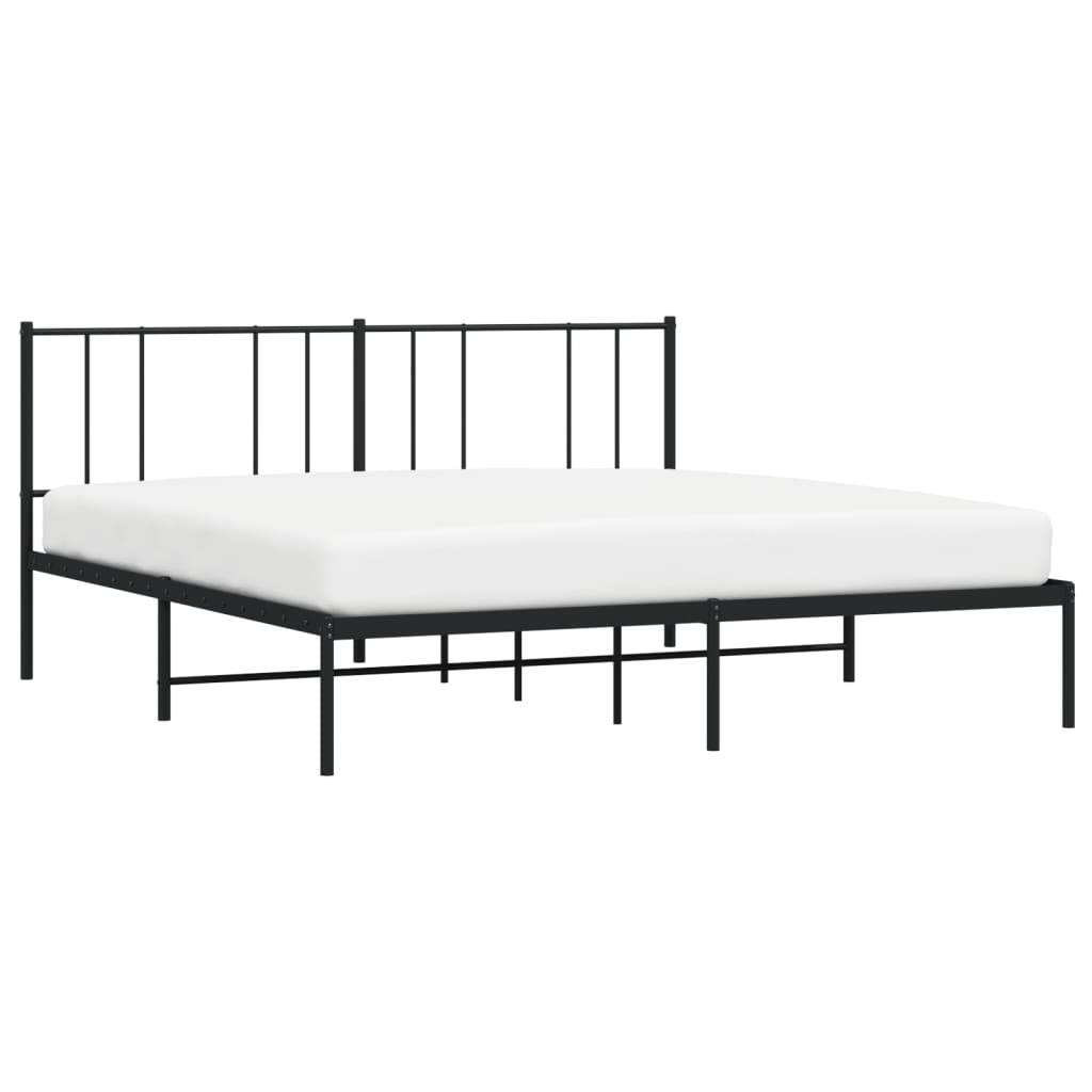 vidaXL Metal Bed Frame with Headboard Black 72"x83.9" California King