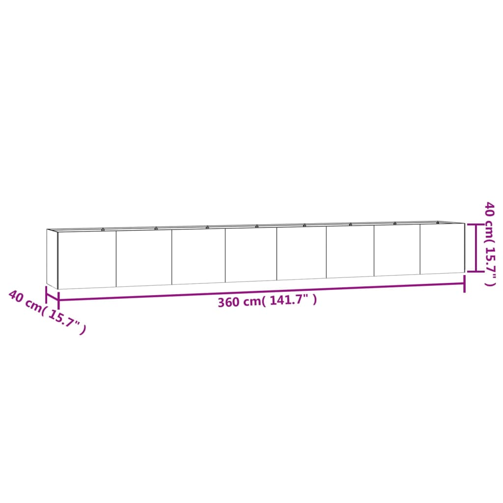 vidaXL Garden Raised Bed 141.7"x15.7"x15.7" Corten Steel