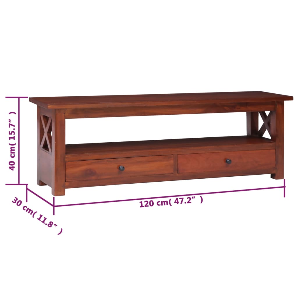 vidaXL TV Stand Brown 47.2"x11.8"x15.7" Solid Wood Mahogany